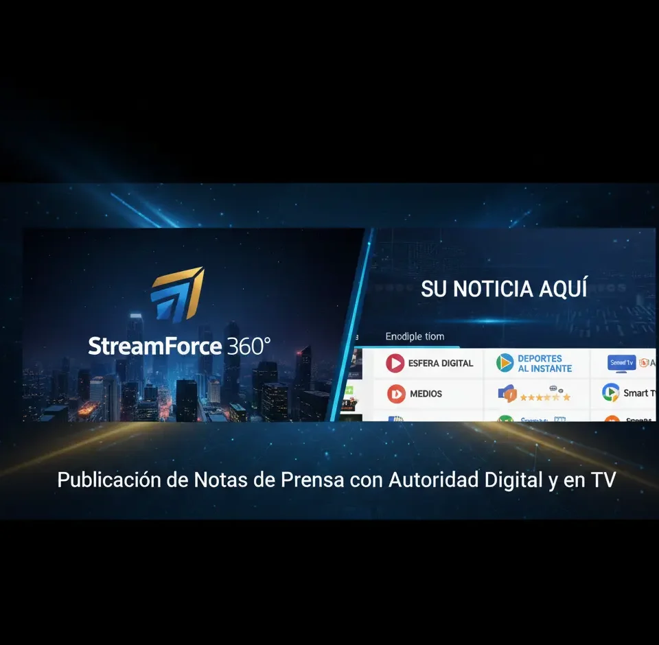 Servicio de publicación de notas de prensa en el ecosistema StreamForce 360 con distribución en Smart TV y red de medios digitales de autoridad.
